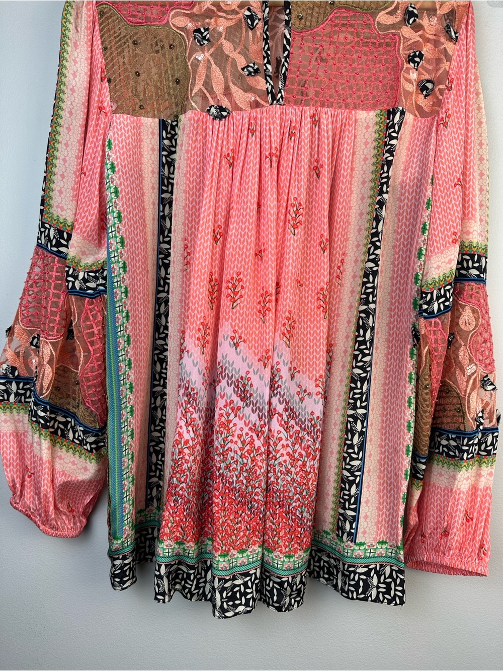 Bhanuni by Jyoti Rosario Embroidery Blouse SM Bohemian High Neck Long Sleeve Top - Picture 15 of 16